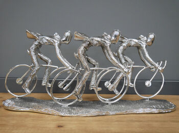 Huge 49cm Silver Cycling Race Ornament Bike Lover Gift, 4 of 5