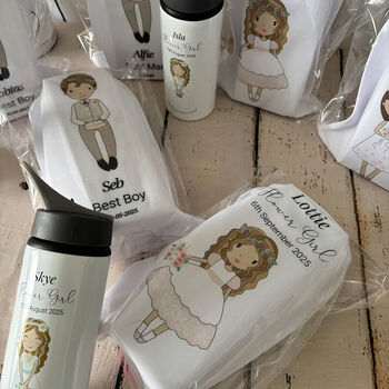 Personalised Flower Girl Water Bottle, Custom Bridal Party Favour, 4 of 7