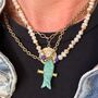 Carved Fish Necklace With Blue Details And Freshwater Pearls, thumbnail 4 of 5