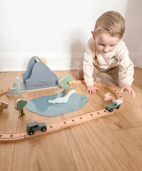 Personalised Wooden Dinosaur World Car Train Set, 5 of 10