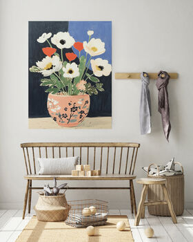 Stripy Vase Flowers Art Print, 3 of 5