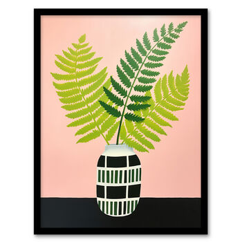 Ferns In Vase Green Pink Simple Wall Art Print, 5 of 6