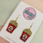 Popcorn Glitter Resin Earrings / Cinema Date Jewellery / Fun Carnival Accessory / Filmmaker Gift, thumbnail 5 of 5