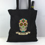 Personalised Sugar Skull Black Cotton Bag, thumbnail 2 of 3