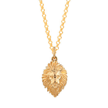 Engraved Lion Head Charm Necklace, 5 of 6