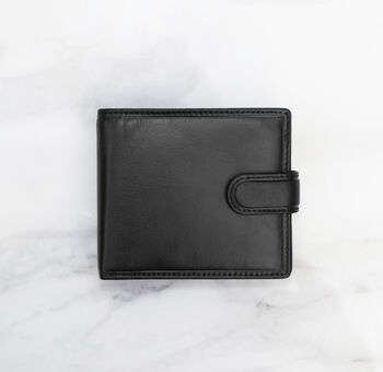 Personalised Black Leather Wallet Trifold Rfid, 2 of 7