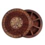 Wooden Handicraft Round Brass Embossed Spice Box, thumbnail 3 of 4