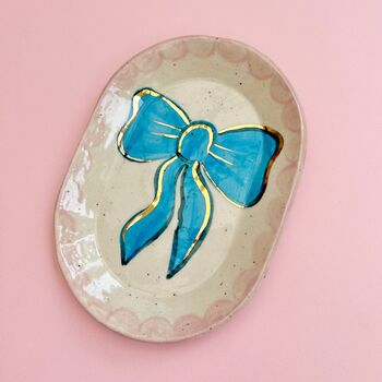 Ceramic Blue Bow With Gold Detail Trinket Dish, 6 of 6