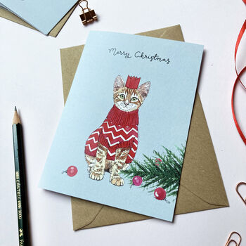 Ginger Tabby Cat Christmas Card, 2 of 2