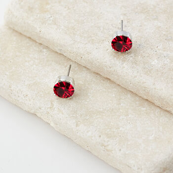 Ruby Red Swarovski Crystal Stud Earrings, 5 of 6