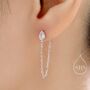 Tiny Droplet Cz Dangle Chain Stud Earrings In Sterling Silver, thumbnail 1 of 12