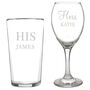 Personalised His And Her Pint And Wine Glass Set, thumbnail 5 of 5