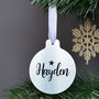 Personalised Silver Or Gold Metal Christmas Bauble Set, thumbnail 3 of 4