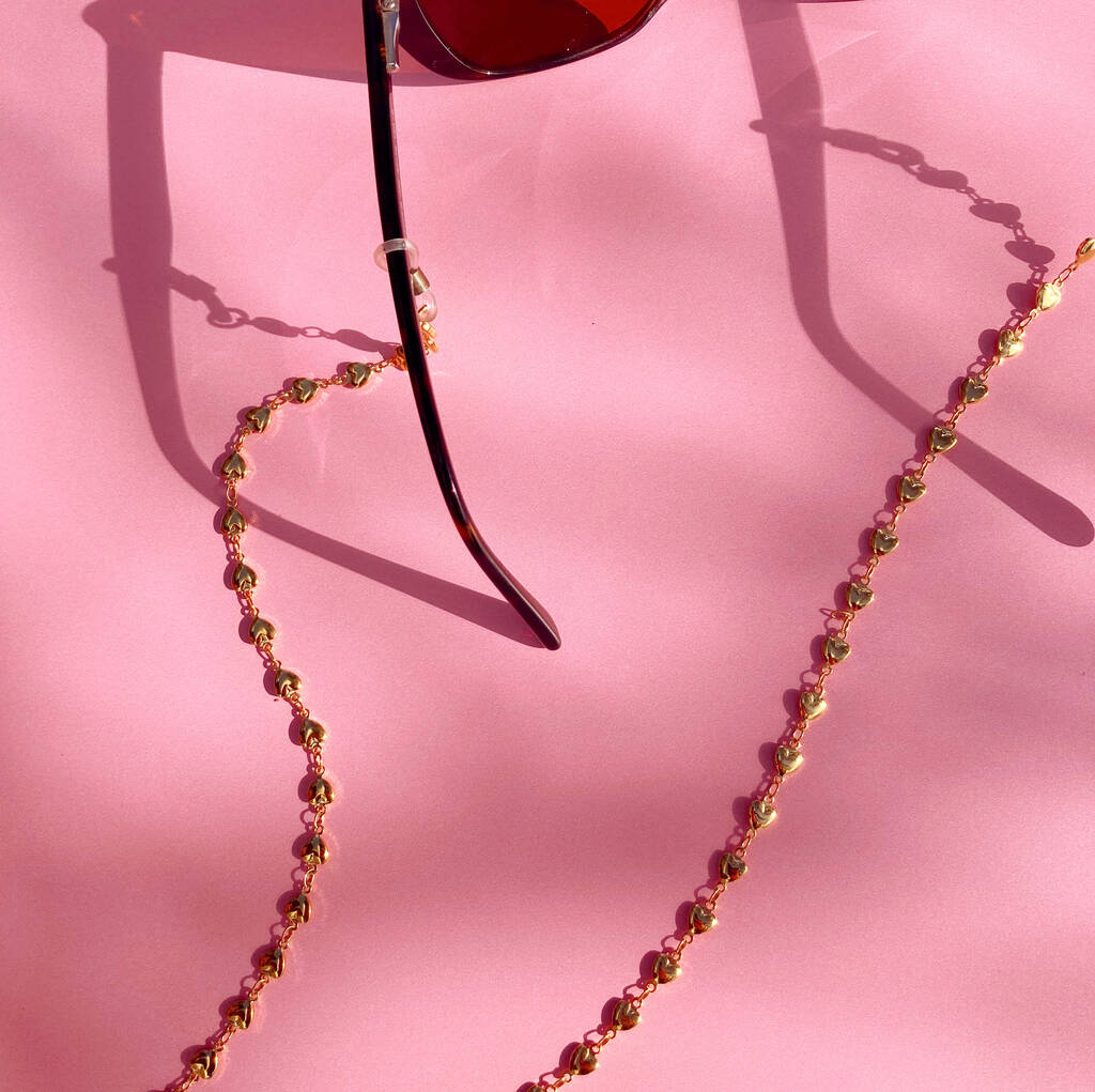 Silver Or Gold Plated Hearts Sunglasses Chain By Lucent Studios