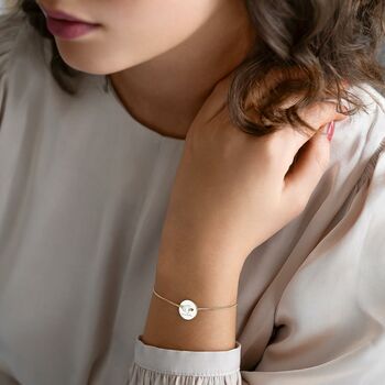 Jessie Initial Disc And Pearl Personalised Bracelet, 5 of 9