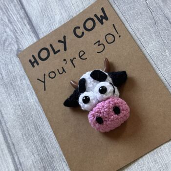 Personalised Age Cow Crochet Birthday Card Handmade, 2 of 12
