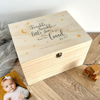 Personalised Twinkle Twinkle New Baby Keepsake Box, 3 of 9