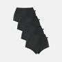 Women's 'Black' Four Pack Bamboo Full Briefs, thumbnail 1 of 4