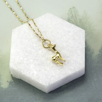 Gold Plated Sterling Silver Bambi Necklace, 2 of 4