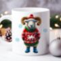 Cute Personalised Christmas Welsh Sheep In Jumper Mug B, thumbnail 1 of 2