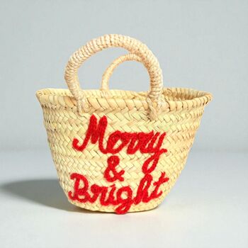 Handmade Christmas Mini Straw 'Merry And Bright' Basket, 6 of 6