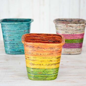 Colourful Recycled Newspaper Waste Paper Basket, 9 of 9