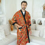 Men's Batik Kimono Robe In Red, thumbnail 1 of 11