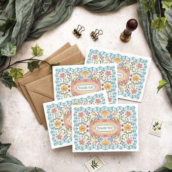 Folk Style Folded Thank You Cards And Envelopes, 8 of 8