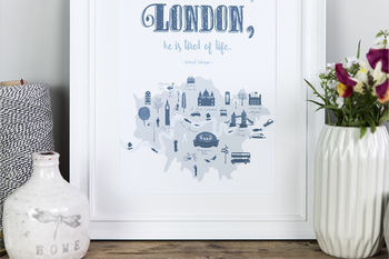 'When A Man Is Tired Of London' Quote Print, 4 of 4
