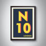 N10 Muswell Hill London Postcode Typography Print, thumbnail 9 of 11