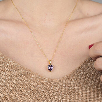 Heart Amethyst February Birthstone Necklace, 2 of 5