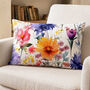 Rectangular Cushion Cover With Watercolor Wildflower Design, thumbnail 1 of 12