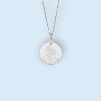 Personalised Chrysanthemum Necklace In Sterling Silver, 6 of 12