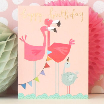 Happy Birthday Flamingo Mini Card, 4 of 5