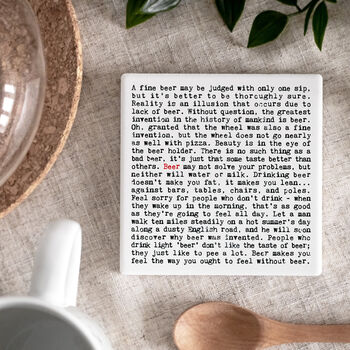 Set Of Two Ceramic Beer Coasters In Gift Box, 6 of 11