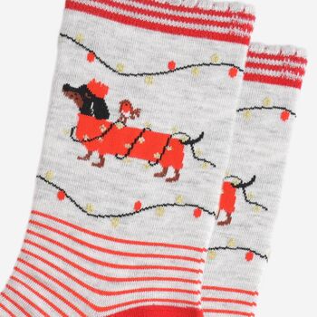 Women's Bamboo Socks Sausage Dog Party, 3 of 5