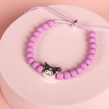Hello Kitty Purple Beaded Bracelet With Kuromi Charm, 3 of 5