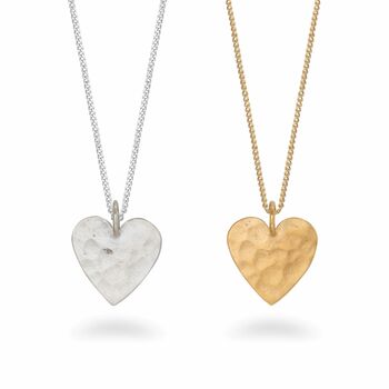 Hammered Heart Pendant Necklace Gold Vermeil, 2 of 6
