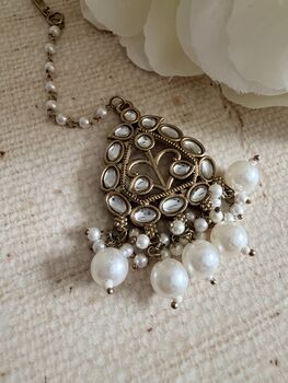 Indian Antique Gold Kundan And Pearl Tikka, 4 of 4