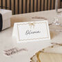 White And Gold Wavy Edge Bow Place Cards X Eight, thumbnail 1 of 3