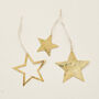 Fair Trade Brass Star Hanging Christmas Decor 3pc Set, thumbnail 1 of 8