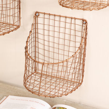 Three Wall Mounted Copper Home Storage Baskets, 4 of 10