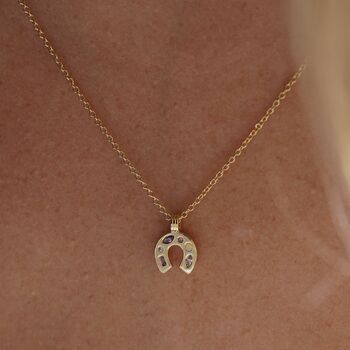 Mini Lucky Charm Horseshoe Necklace, 2 of 12