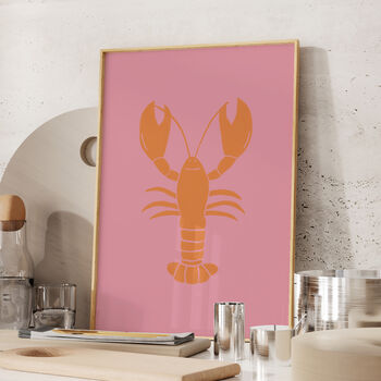 Lobster Linocut Style Print, 4 of 5