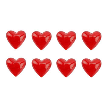 Pack Of Eight Red Glass Heart Decorations, 2 of 2