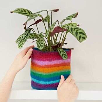 Felt Handmade Rainbow Plant Pot Cover, 2 of 2
