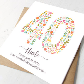 Floral Fun Personalised 40th Birthday Card, 3 of 5