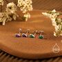 Sterling Silver Extra Tiny Genuine Amethyst Droplet Stud Earrings, thumbnail 2 of 10