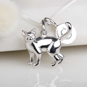 Personalised Solid Silver Cat Necklace, 2 of 5