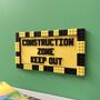 ‘’Construction Zone' Lego Compatible Door Sign, thumbnail 4 of 4